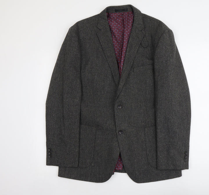 Boston Crew Mens Grey Polyester Jacket Blazer Size XL Regular