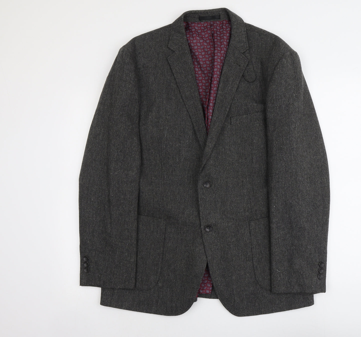 Boston Crew Mens Grey Polyester Jacket Blazer Size XL Regular