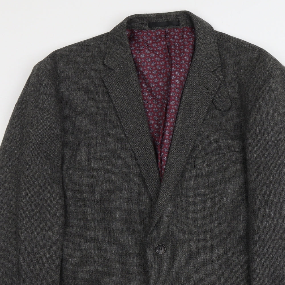 Boston Crew Mens Grey Polyester Jacket Blazer Size XL Regular