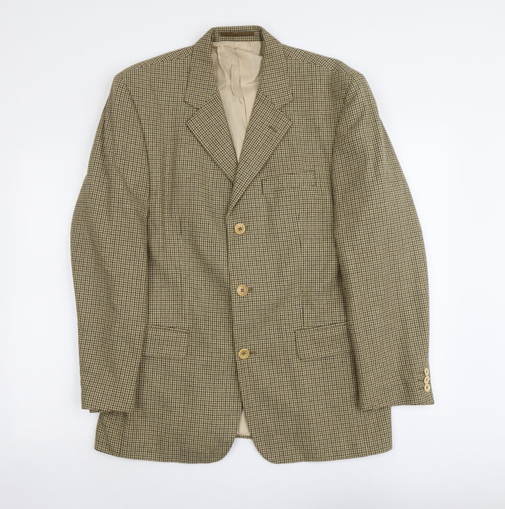 Pierro Cini Mens Beige Geometric Polyester Jacket Blazer Size L Regular