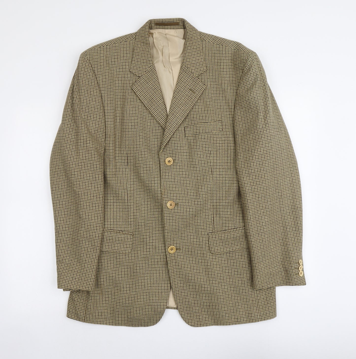 Pierro Cini Mens Beige Geometric Polyester Jacket Blazer Size L Regular