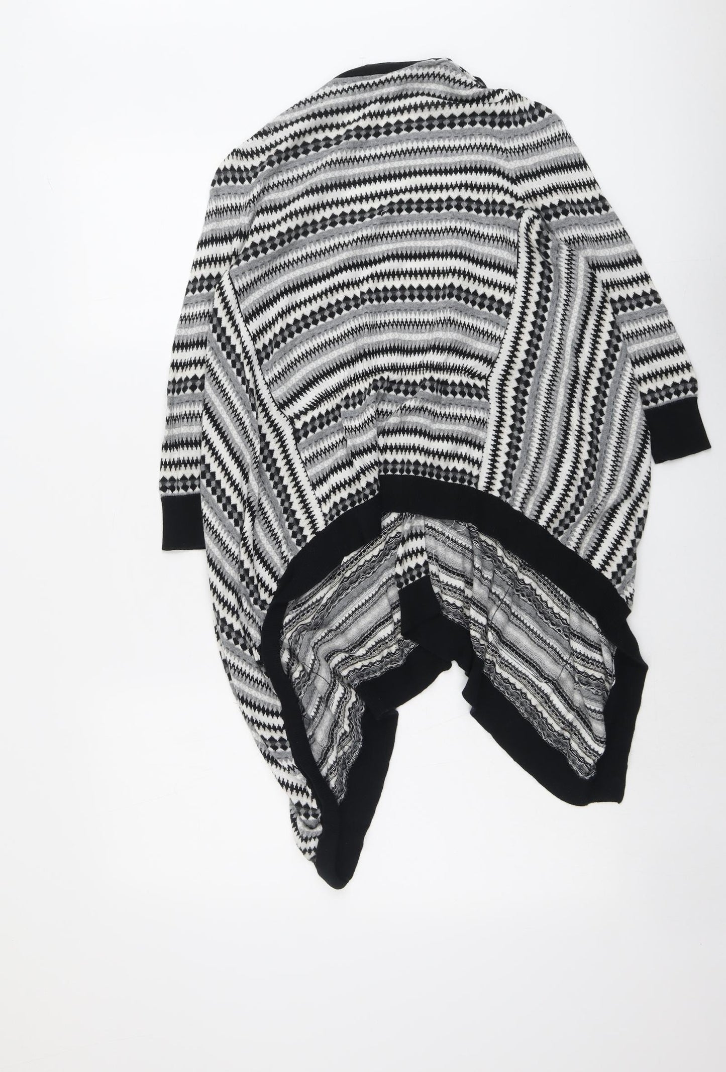 Warehouse Womens Grey V-Neck Striped Cotton Cardigan Jumper Size 6