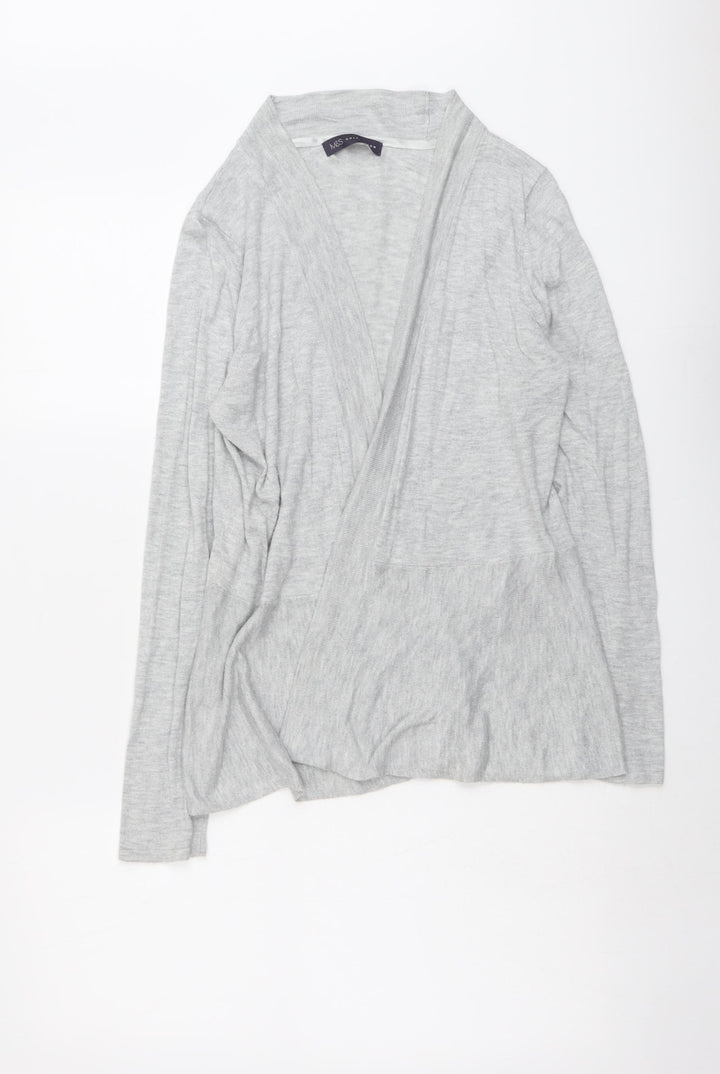 Marks and Spencer Womens Grey V-Neck Polyamide Cardigan Jumper Size 14
