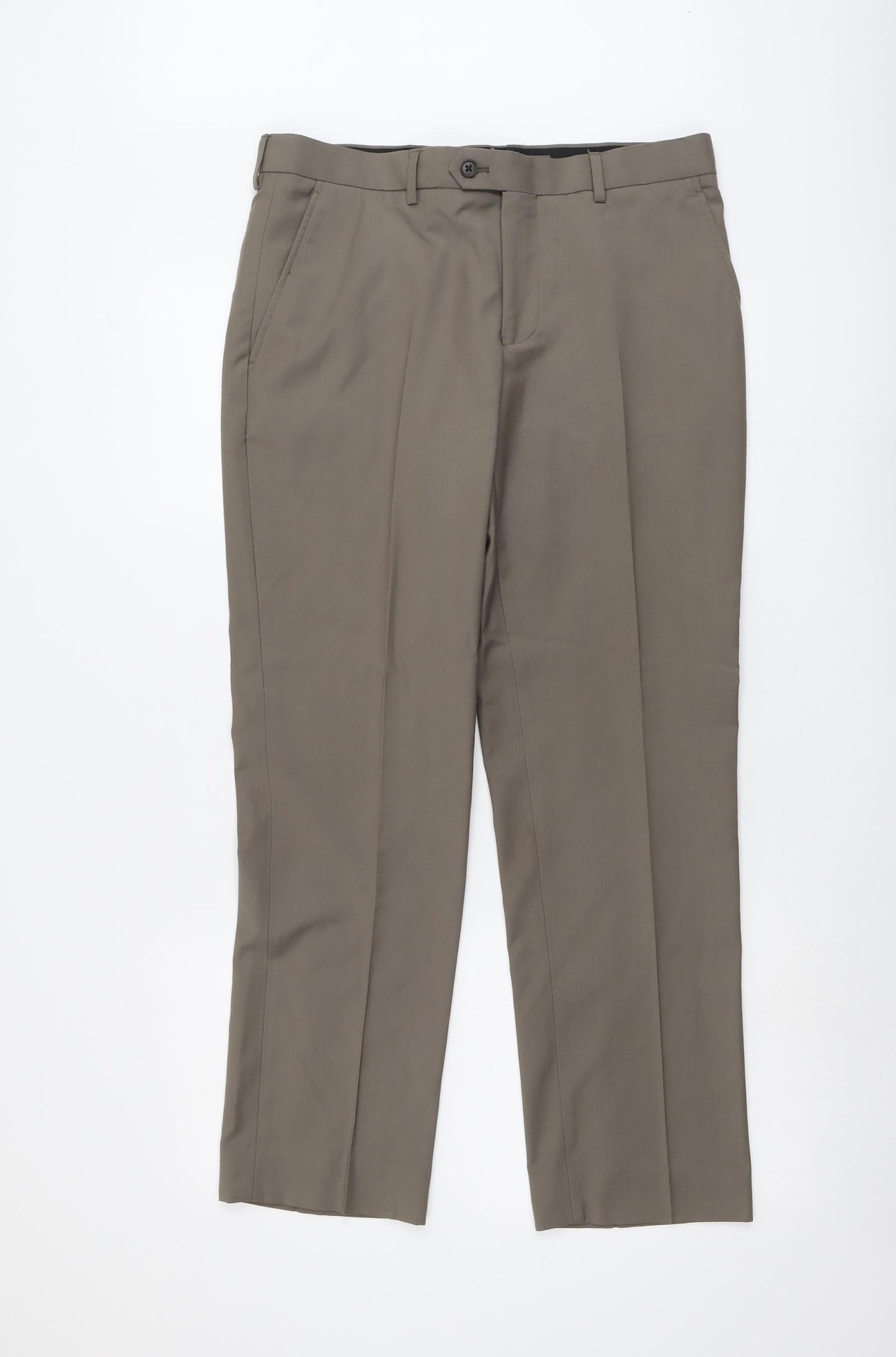 NEXT Womens Brown Polyester Chino Trousers Size 32 L29 in Regular Button