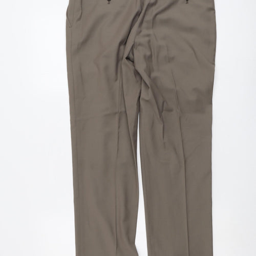 NEXT Womens Brown Polyester Chino Trousers Size 32 L29 in Regular Button
