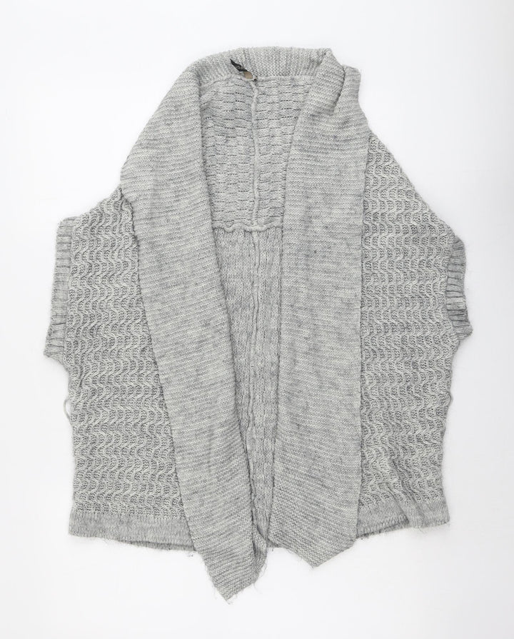 Topshop Womens Grey V-Neck Geometric Acrylic Cardigan Jumper Size 12