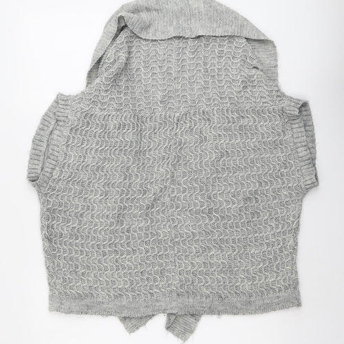 Topshop Womens Grey V-Neck Geometric Acrylic Cardigan Jumper Size 12