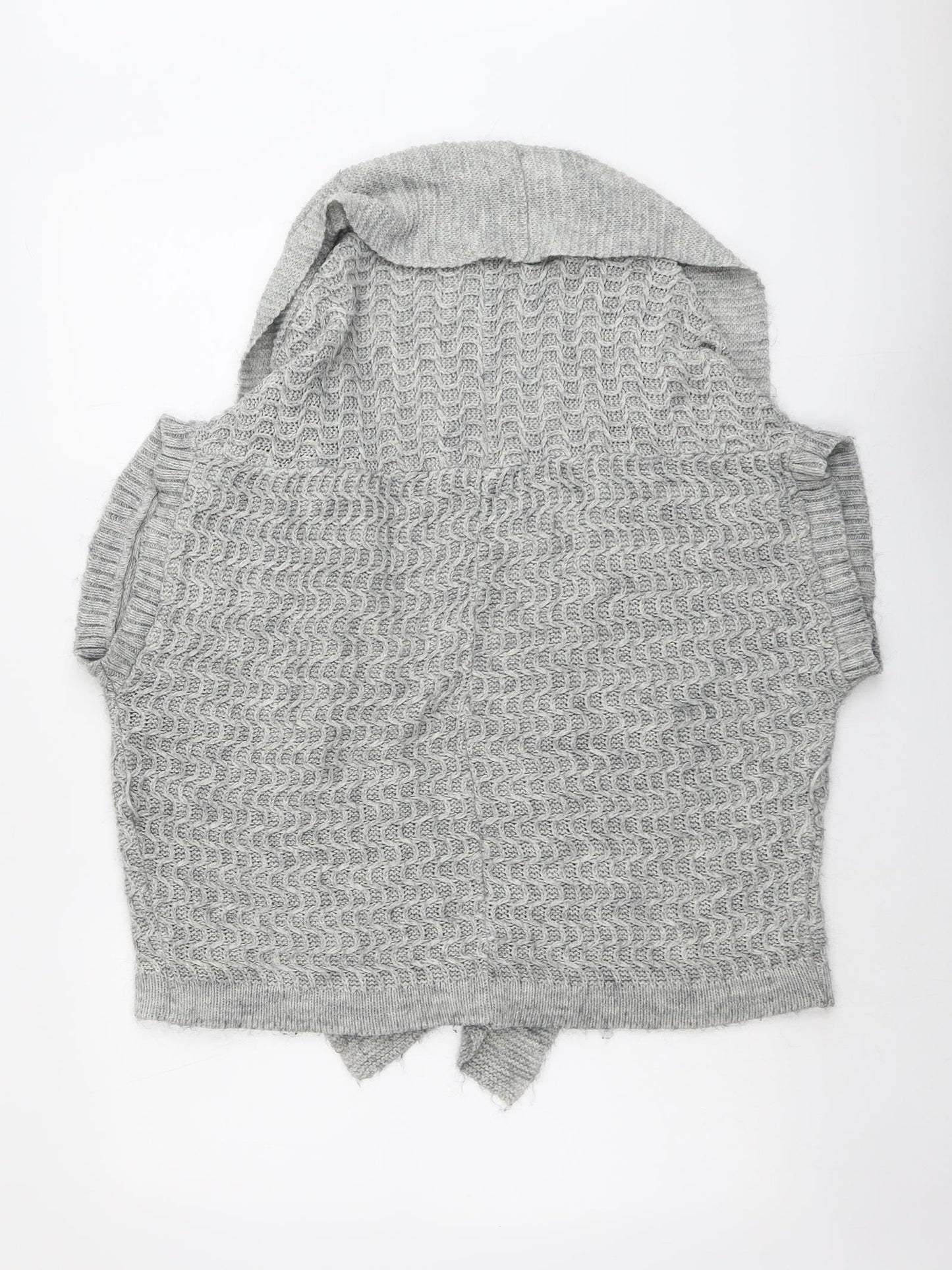 Topshop Womens Grey V-Neck Geometric Acrylic Cardigan Jumper Size 12