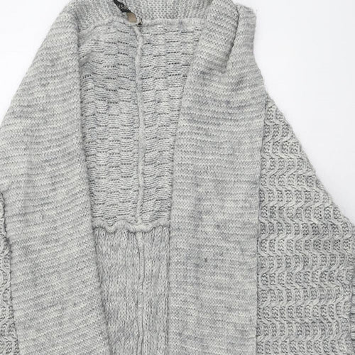 Topshop Womens Grey V-Neck Geometric Acrylic Cardigan Jumper Size 12