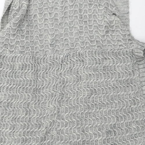 Topshop Womens Grey V-Neck Geometric Acrylic Cardigan Jumper Size 12