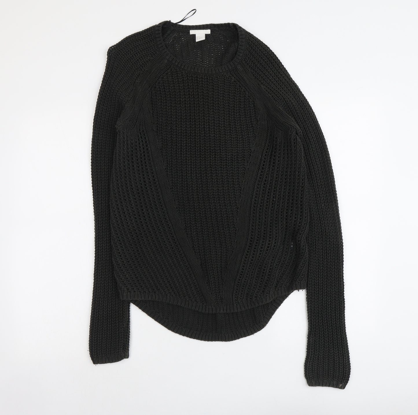 H&M Womens Green Round Neck Cotton Pullover Jumper Size S