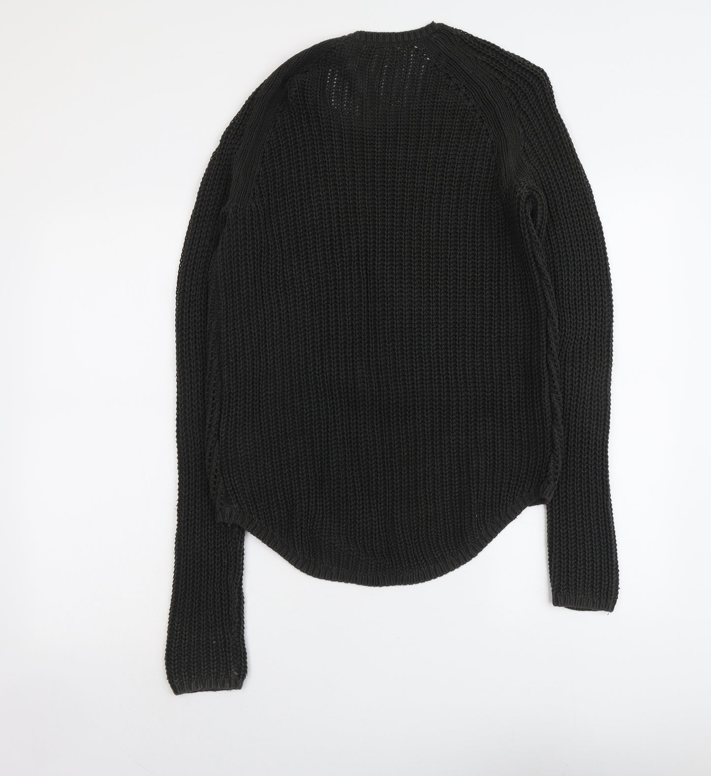 H&M Womens Green Round Neck Cotton Pullover Jumper Size S