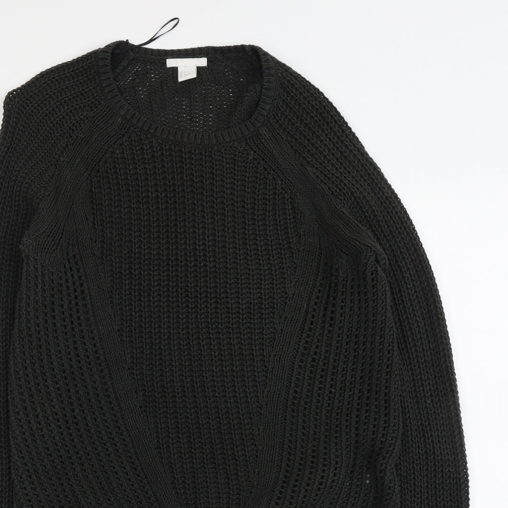 H&M Womens Green Round Neck Cotton Pullover Jumper Size S