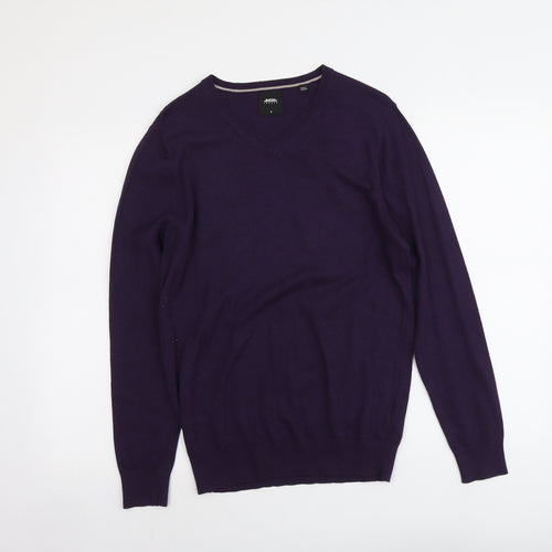 Burton Mens Purple V-Neck Cotton Pullover Jumper Size S Long Sleeve