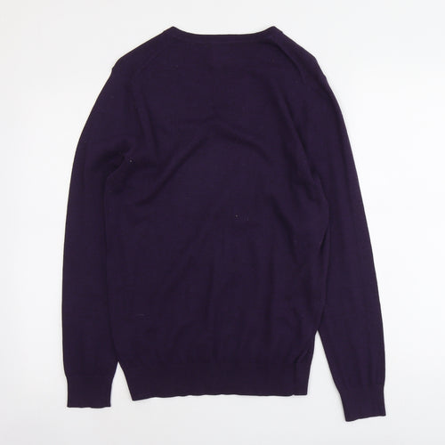 Burton Mens Purple V-Neck Cotton Pullover Jumper Size S Long Sleeve