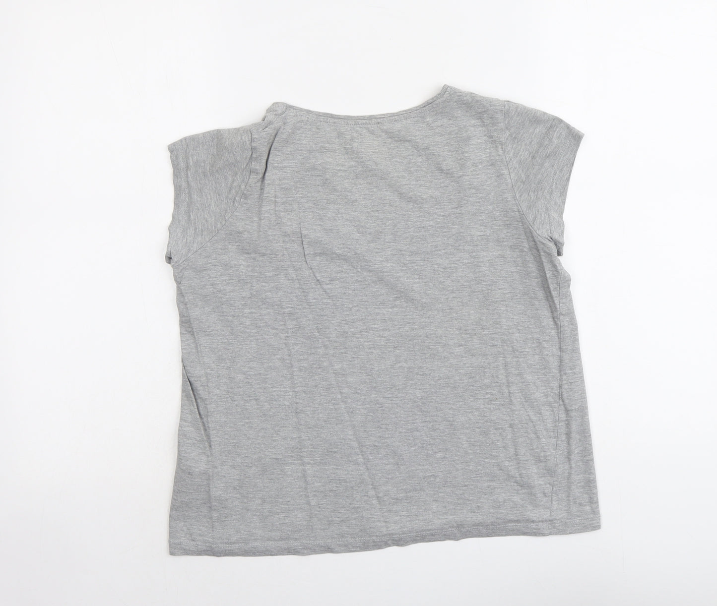 Pepperts Girls Grey Cotton Basic T-Shirt Size 12-13 Years Round Neck Pullover - Mermaid In A Sea Full Of Fish
