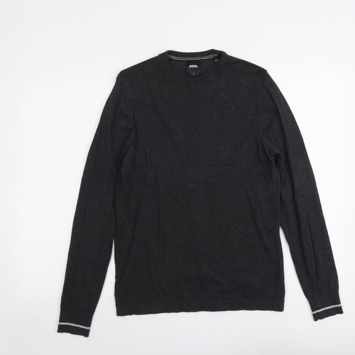 Burton Mens Grey Round Neck Cotton Pullover Jumper Size S Long Sleeve