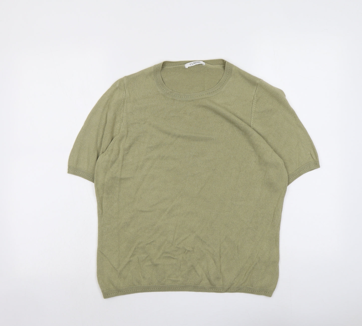 Marks and Spencer Womens Green Round Neck Acrylic Pullover Jumper Size 16