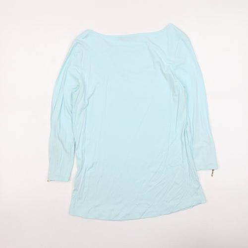Marks and Spencer Womens Blue Viscose Basic T-Shirt Size 10 Round Neck