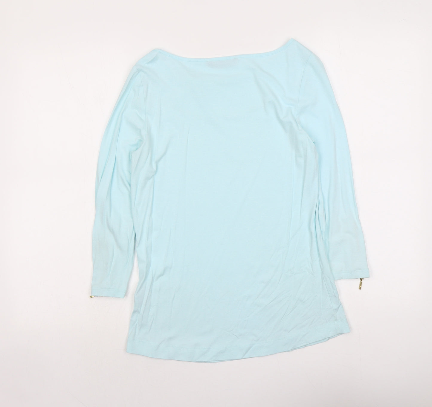 Marks and Spencer Womens Blue Viscose Basic T-Shirt Size 10 Round Neck
