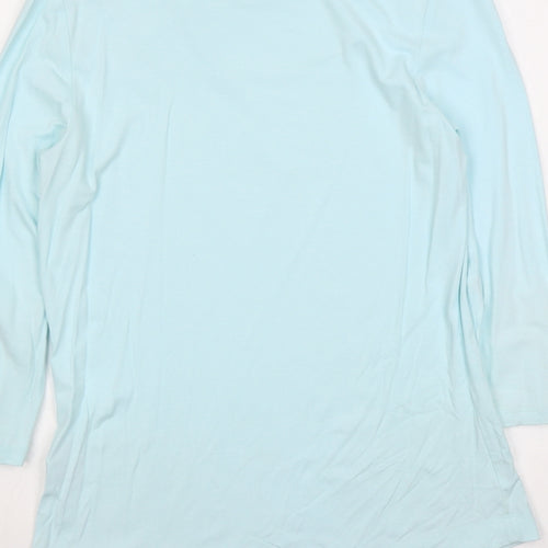 Marks and Spencer Womens Blue Viscose Basic T-Shirt Size 10 Round Neck