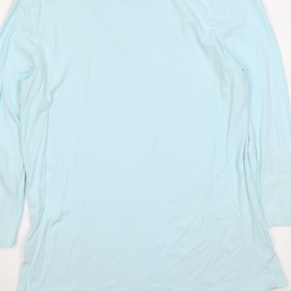 Marks and Spencer Womens Blue Viscose Basic T-Shirt Size 10 Round Neck