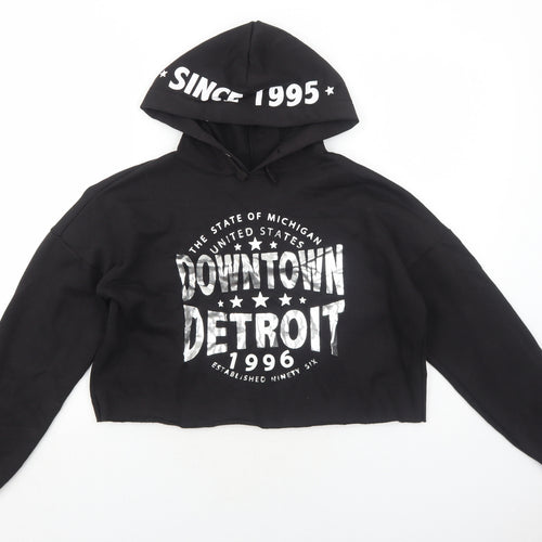 New Look Girls Black Polyester Pullover Hoodie Size 12-13 Years Pullover