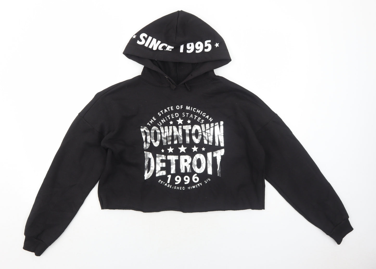 New Look Girls Black Polyester Pullover Hoodie Size 12-13 Years Pullover