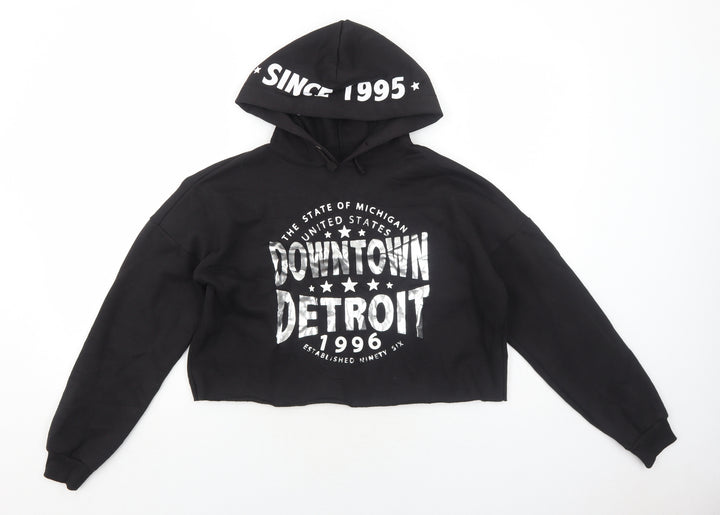New Look Girls Black Polyester Pullover Hoodie Size 12-13 Years Pullover