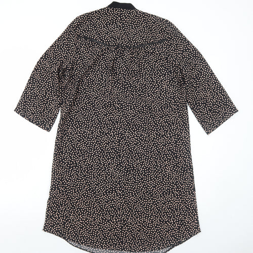 Nine Womens Black Polka Dot Polyester A-Line Size 8 V-Neck Pullover