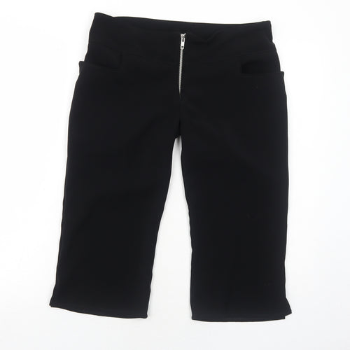Spank London Womens Black Polyester Cropped Trousers Size M Regular Zip