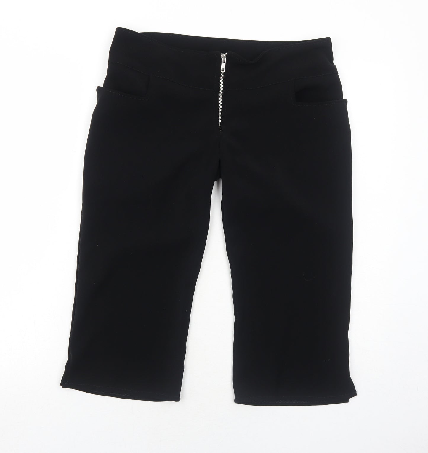 Spank London Womens Black Polyester Cropped Trousers Size M Regular Zip