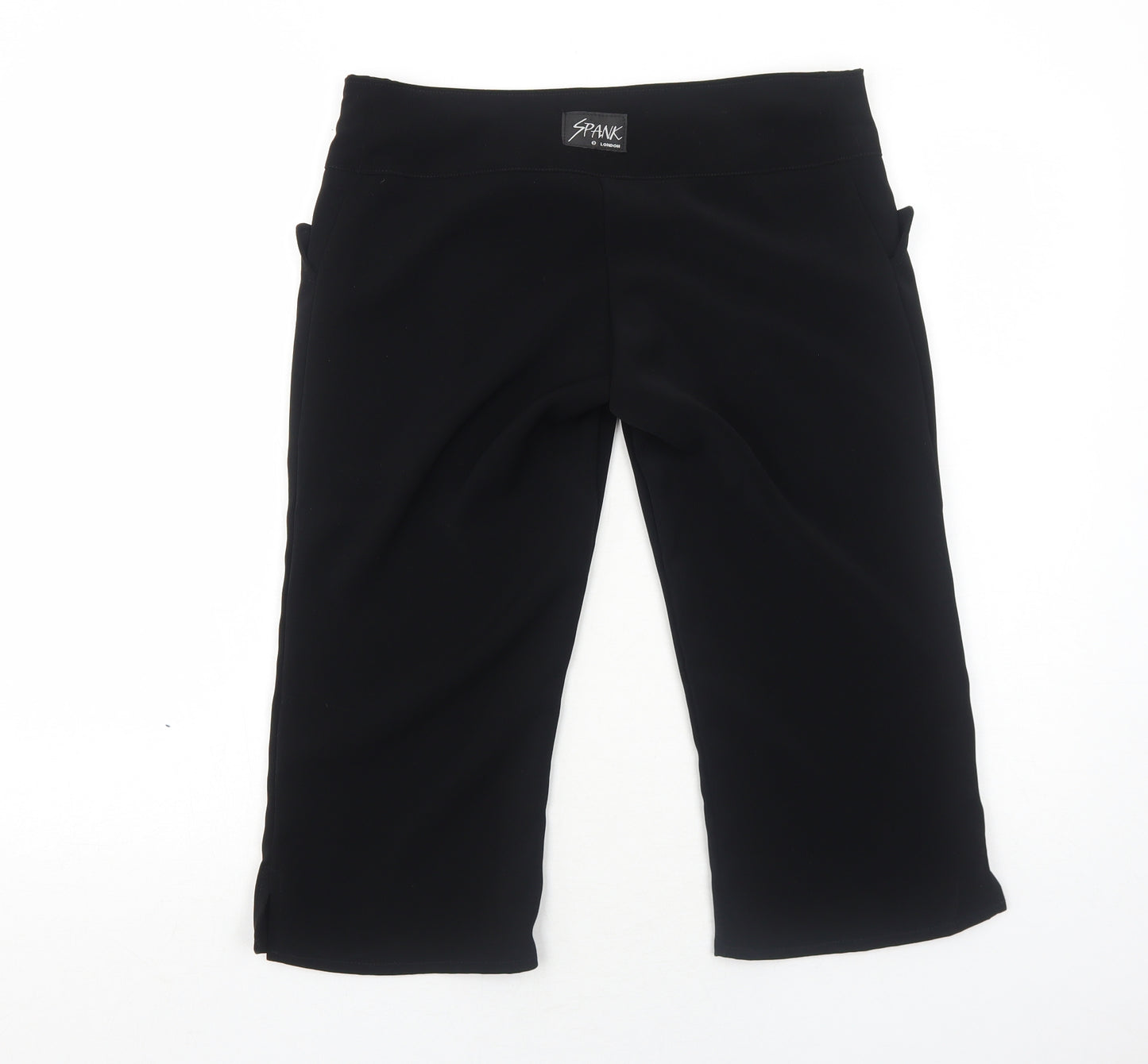 Spank London Womens Black Polyester Cropped Trousers Size M Regular Zip