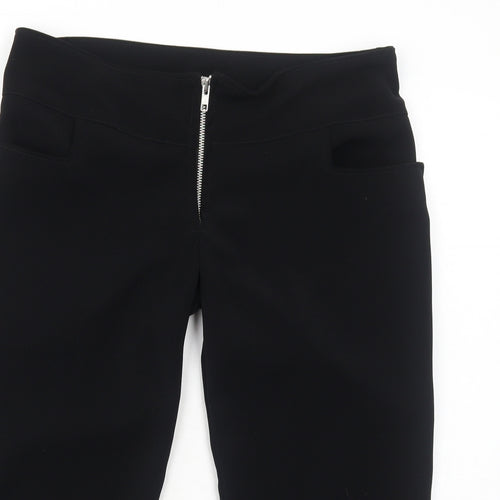 Spank London Womens Black Polyester Cropped Trousers Size M Regular Zip