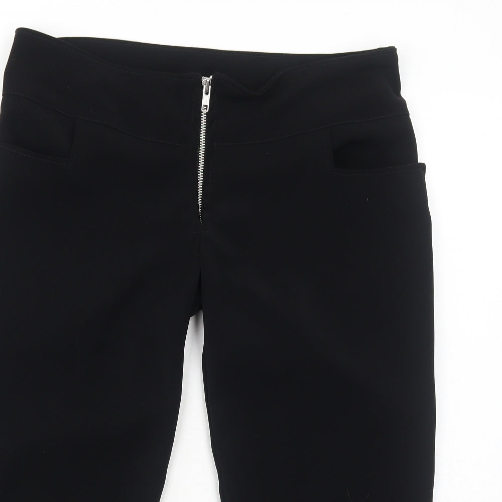 Spank London Womens Black Polyester Cropped Trousers Size M Regular Zip