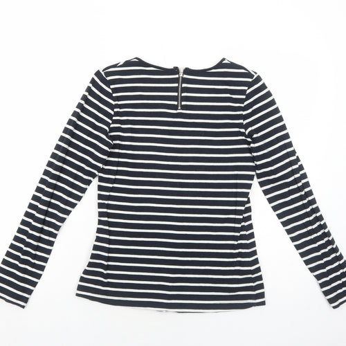 ESMARA Womens Black Striped Cotton Basic T-Shirt Size S Round Neck