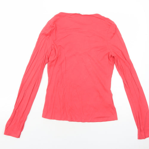 Promod Womens Red Cotton Basic T-Shirt Size M V-Neck