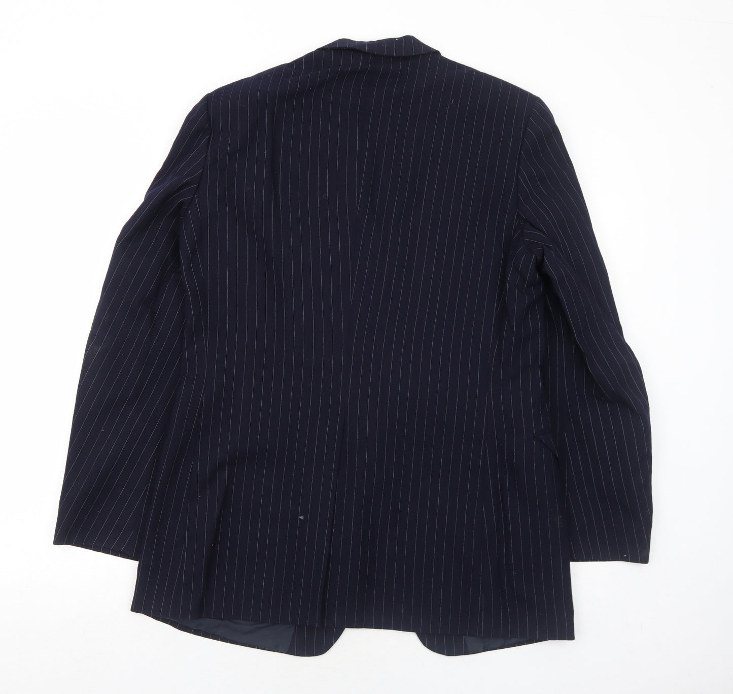 Marks and Spencer Mens Blue Striped Wool Jacket Suit Jacket Size 42 Regular