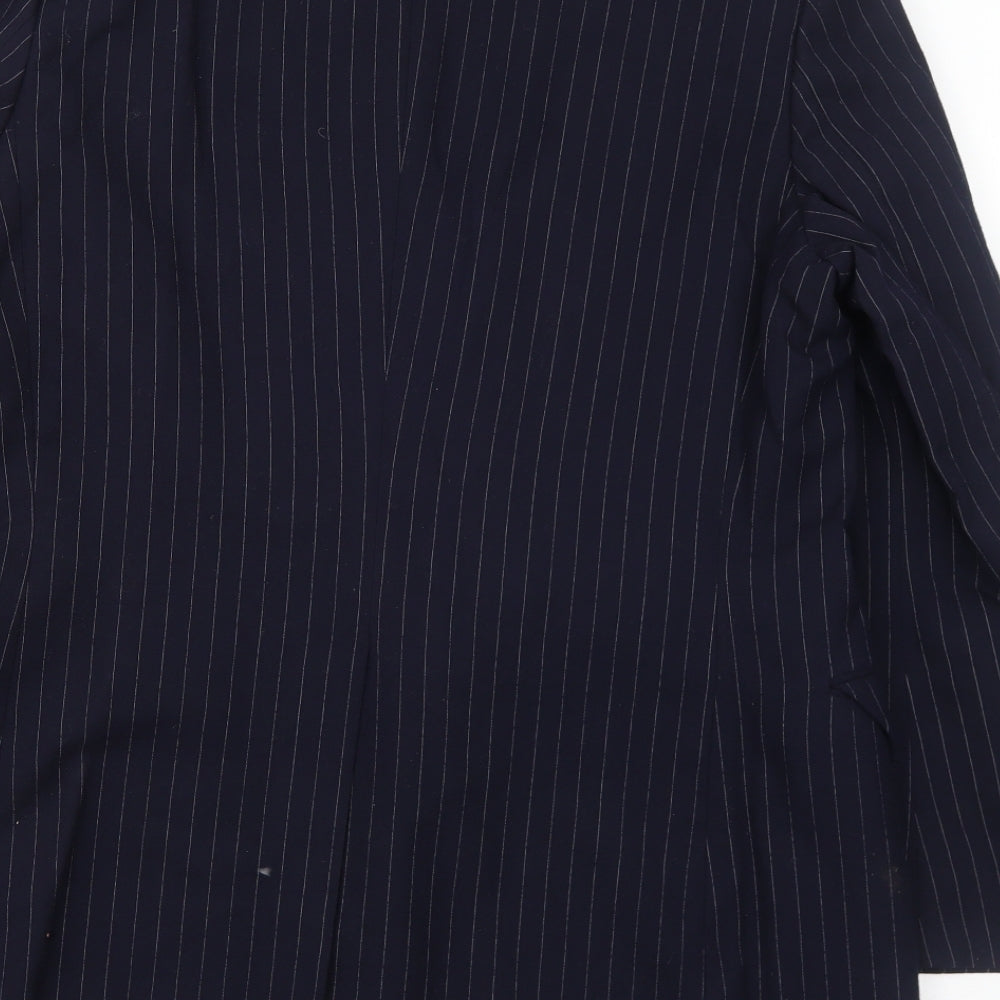 Marks and Spencer Mens Blue Striped Wool Jacket Suit Jacket Size 42 Regular