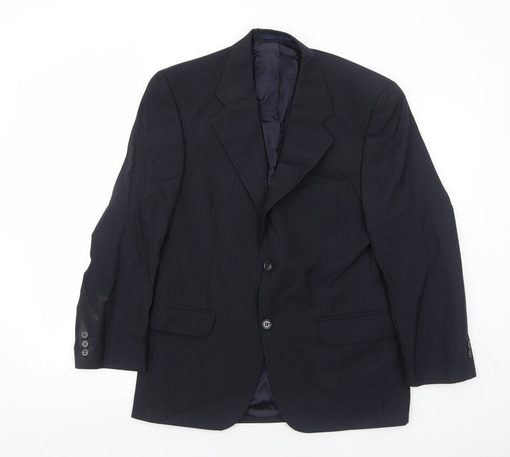Suithouse Mens Black Striped Wool Jacket Suit Jacket Size 38 Regular