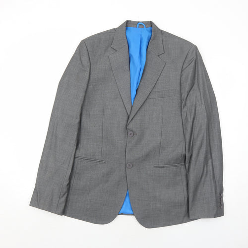 A Dong Silk Mens Grey Polyester Jacket Suit Jacket Size 38 Regular