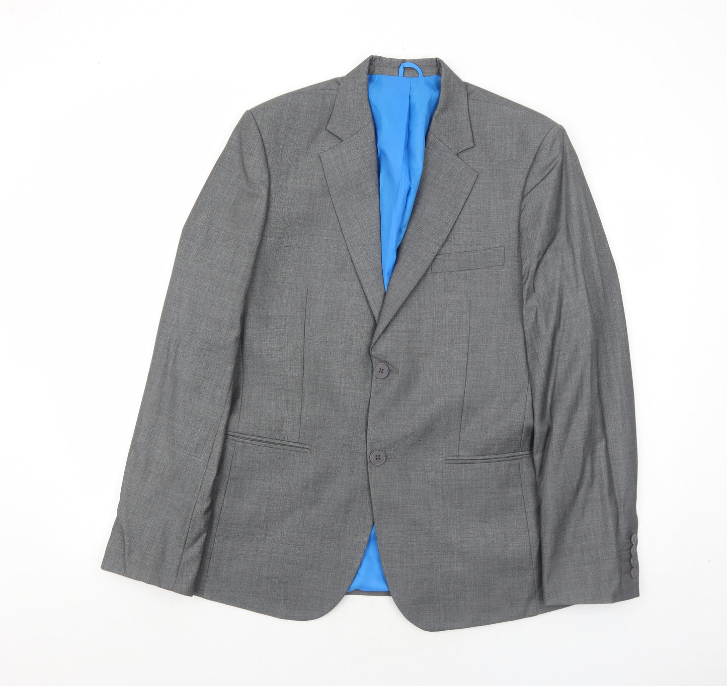 A Dong Silk Mens Grey Polyester Jacket Suit Jacket Size 38 Regular