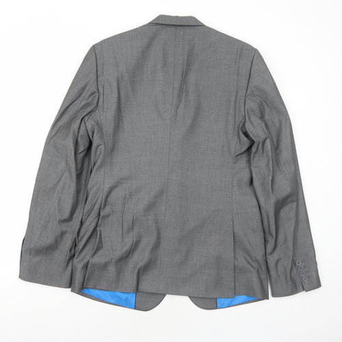 A Dong Silk Mens Grey Polyester Jacket Suit Jacket Size 38 Regular