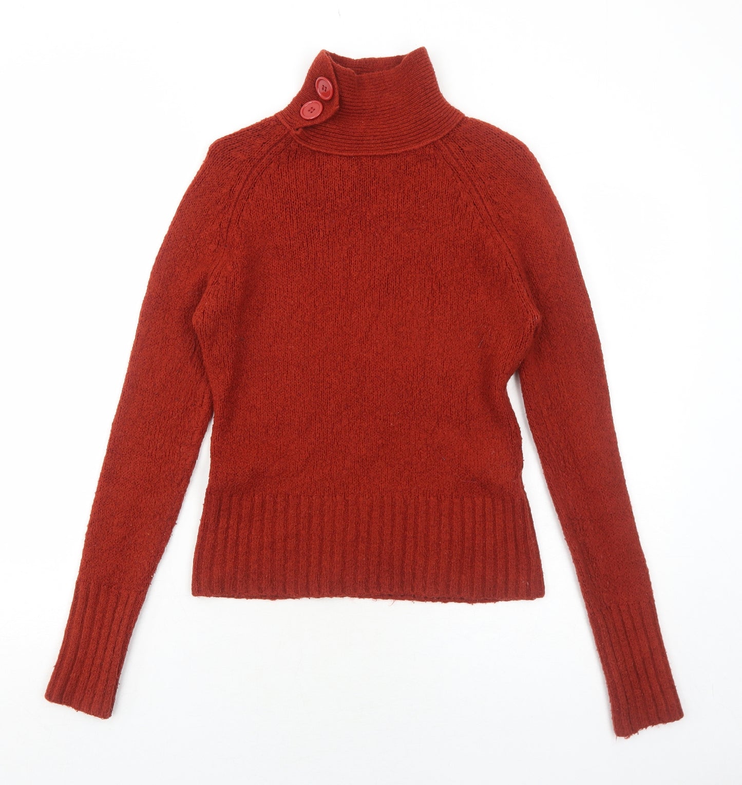 Wallis Womens Orange High Neck Wool Pullover Jumper Size M