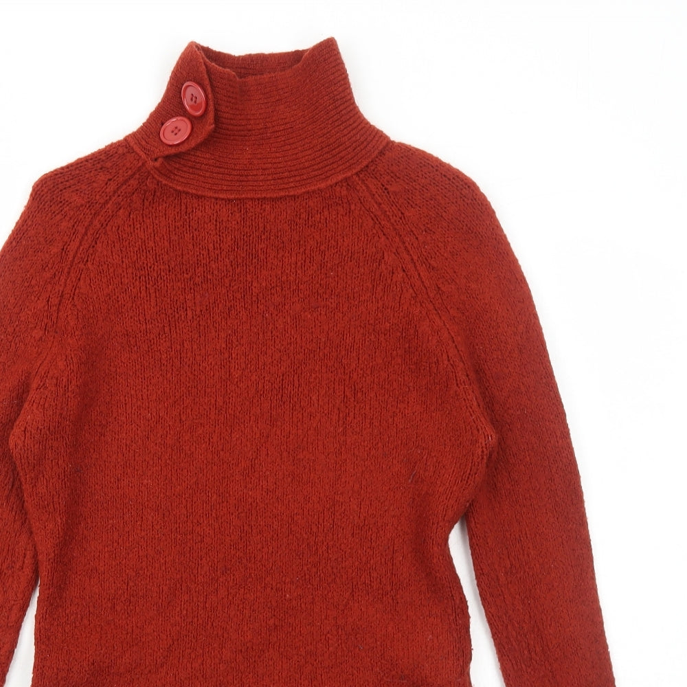 Wallis Womens Orange High Neck Wool Pullover Jumper Size M