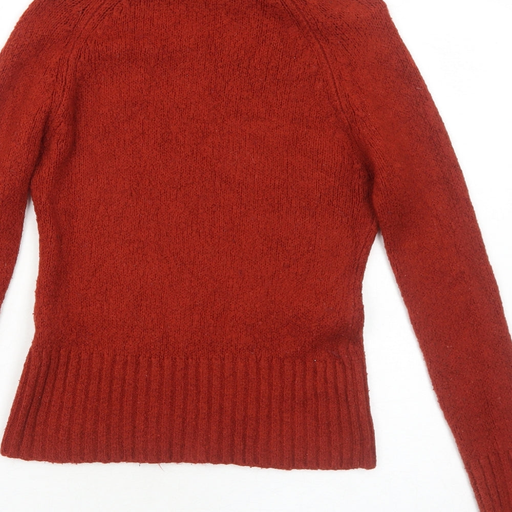 Wallis Womens Orange High Neck Wool Pullover Jumper Size M
