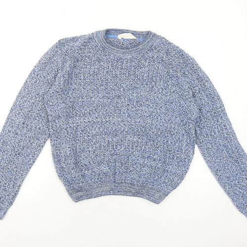 Frederik Anderson Womens Blue Round Neck Cotton Pullover Jumper Size M