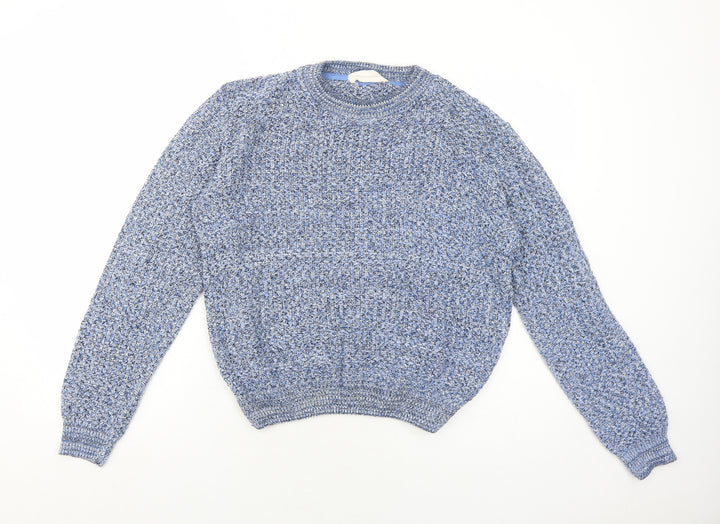 Frederik Anderson Womens Blue Round Neck Cotton Pullover Jumper Size M
