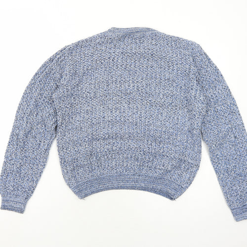 Frederik Anderson Womens Blue Round Neck Cotton Pullover Jumper Size M