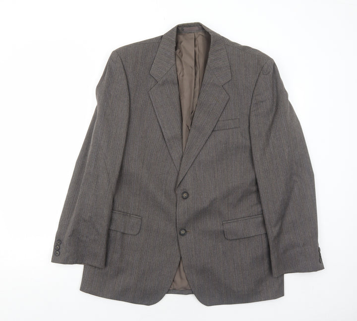 Marks and Spencer Mens Grey Striped Polyester Jacket Suit Jacket Size 40 Regular